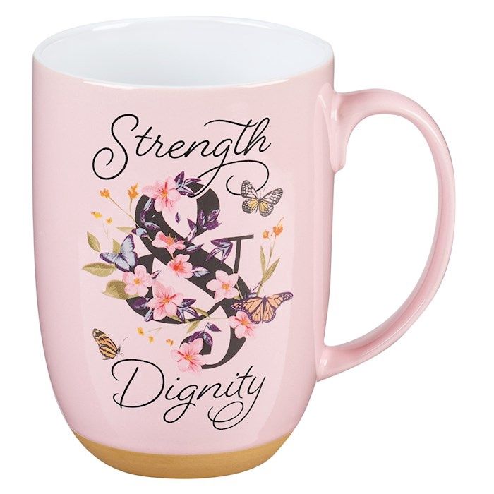 Mug-Strength &amp; Dignity-Pink Butterfly  Garden (Mug767)