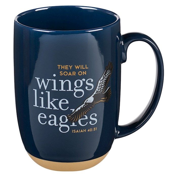 Mug-They Will Soar On Wings Like Eagles  (Isaiah 40:31)-Navy W/Clay Base (Mug766)