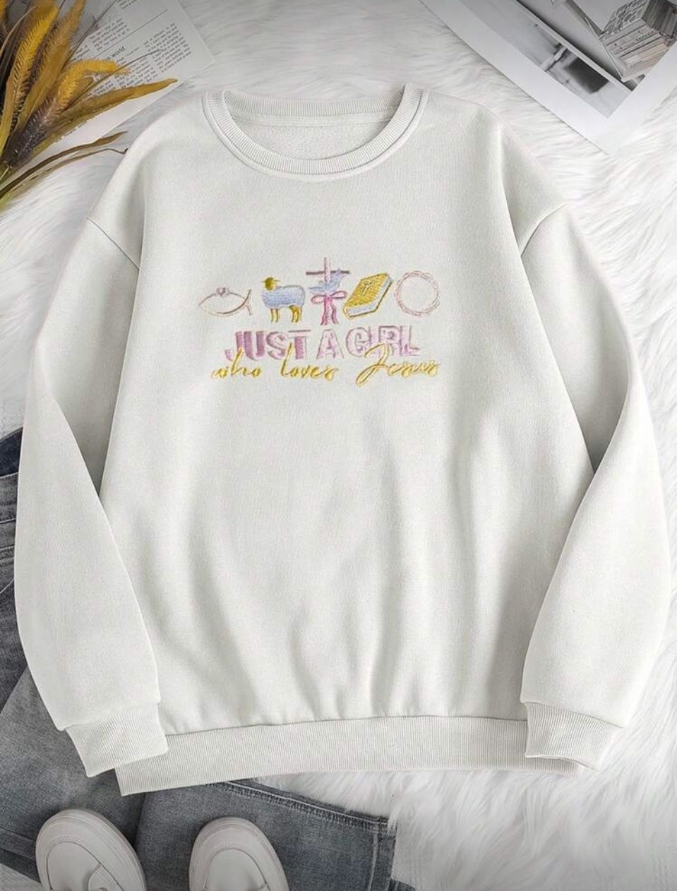 Girl Who Loves Jesus- Embroidery Sweatshirt
