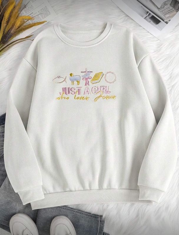 Girl Who Loves Jesus- Embroidery Sweatshirt