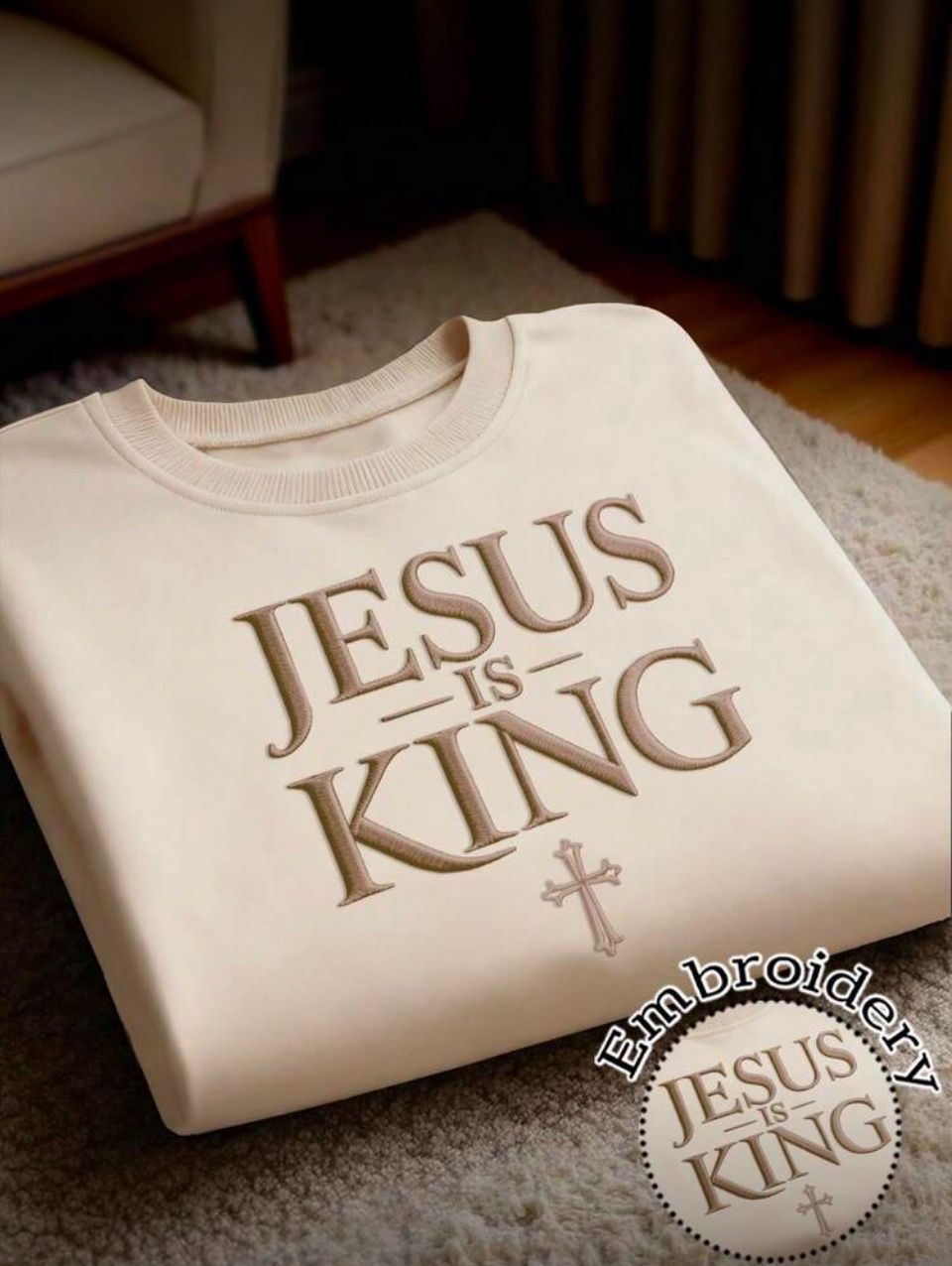 Jesus Is King - Embroidered Sweatshirt