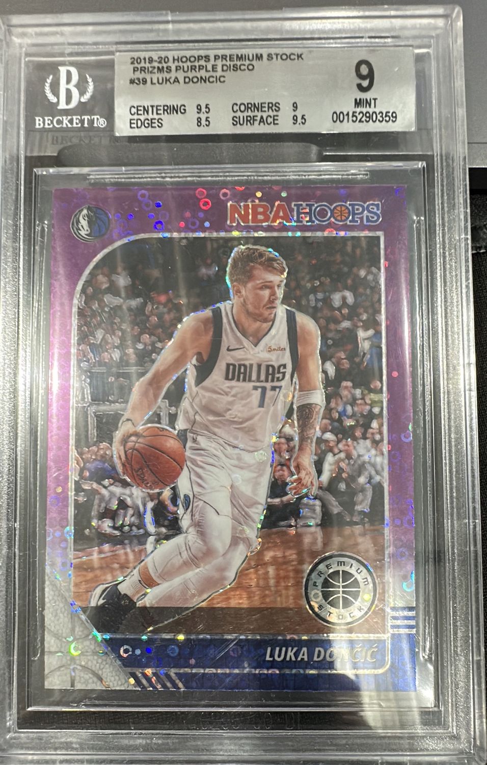 2019 Hoops Luka Doncic Purple Disco BGS 9