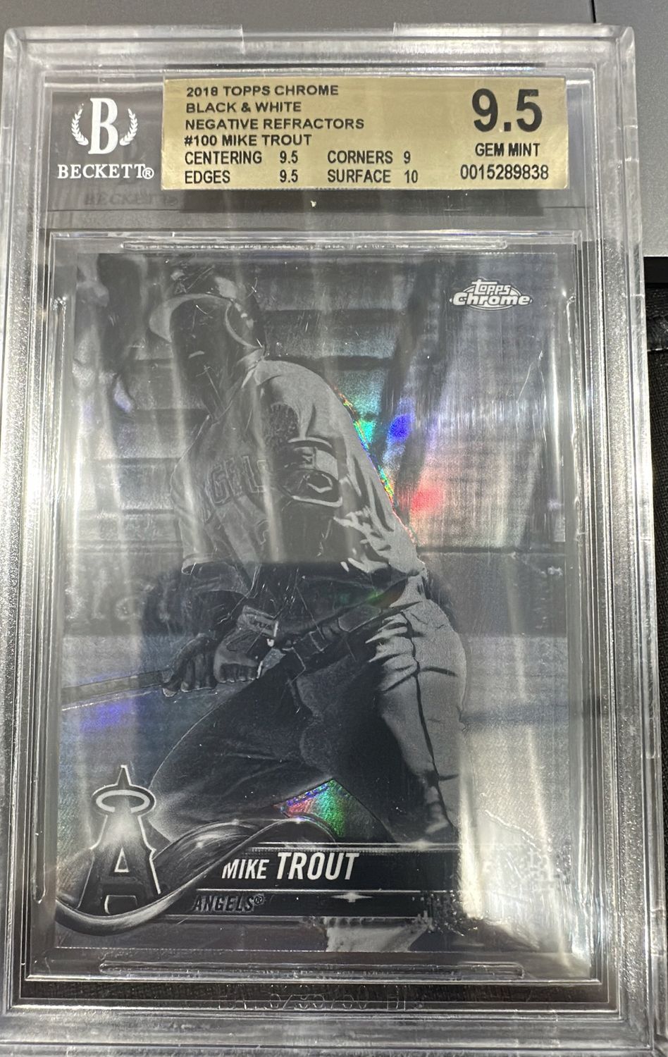 2018 Topps Chrome Mike Trout Neg Ref BGS 9.5