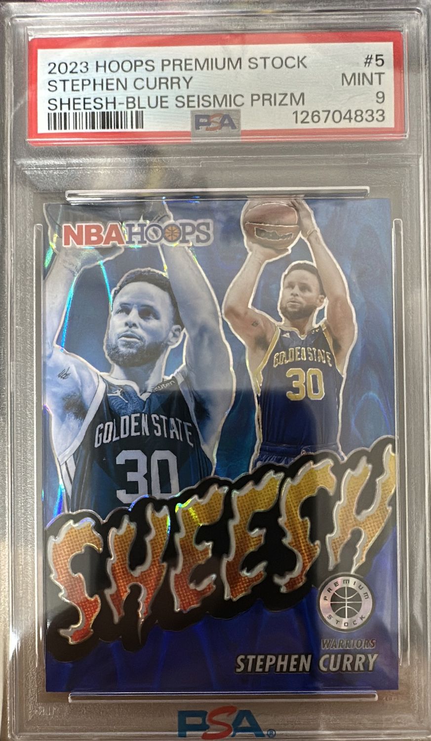 2023 Hoops Stephen Curry Blue Sheesh /99 PSA 9