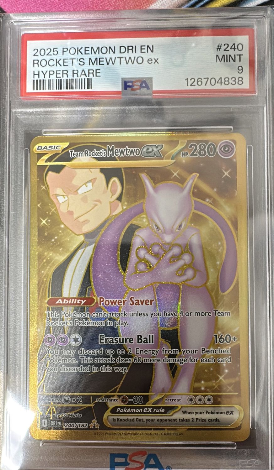 2025 Pokemon Rocket MewTwo Ex Rare PSA 9