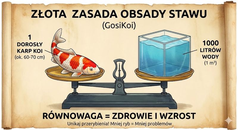 Ile ryb mogę wpuścić do stawu? Matematyka, która ratuje życie Koi