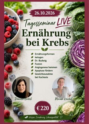Ernährung bei Krebs Live Seminar in München, 26.10.26