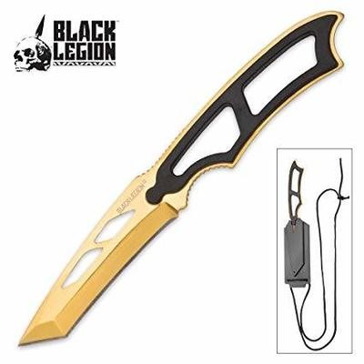 Black Legion Gold Tactical Neck Knife With Sheath