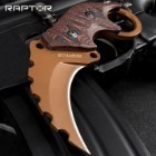 Raptor Junior Rusted Earth Karambit Knife - 3Cr13 Stainless Steel Blade, Titanium Finish, G10 Handle Scales - Length 5 1/2”