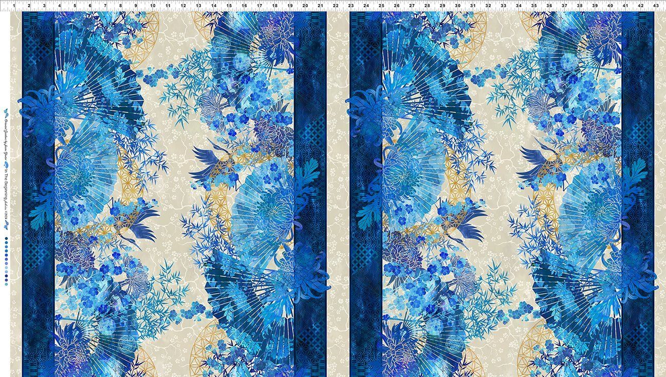 Oriental Gardens, Oriental Gardens Collection: Blue Fan Stripe 10G2