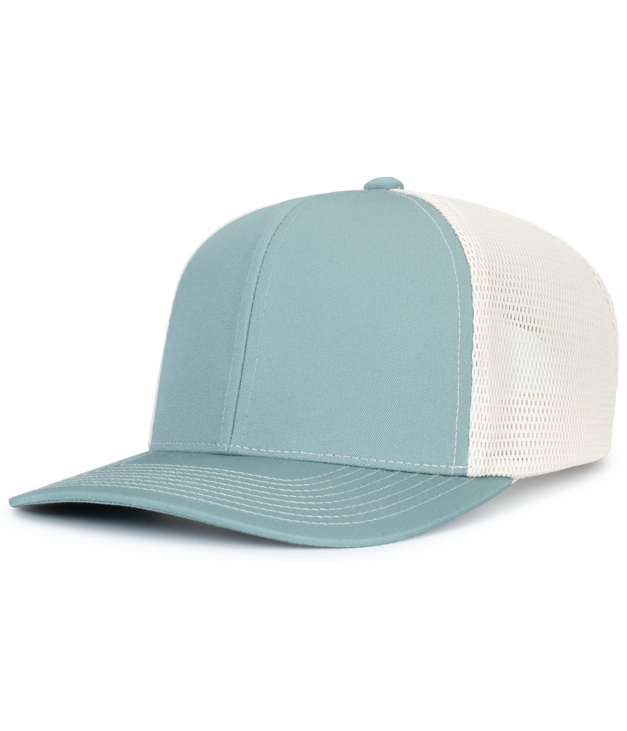 P151S CONTRAST STITCH TRUCKER PACFLEX SNAPBACK CAP, Colour: SMOKE BUE/BEIGE/SMOKE BLUE, Size: OSFM