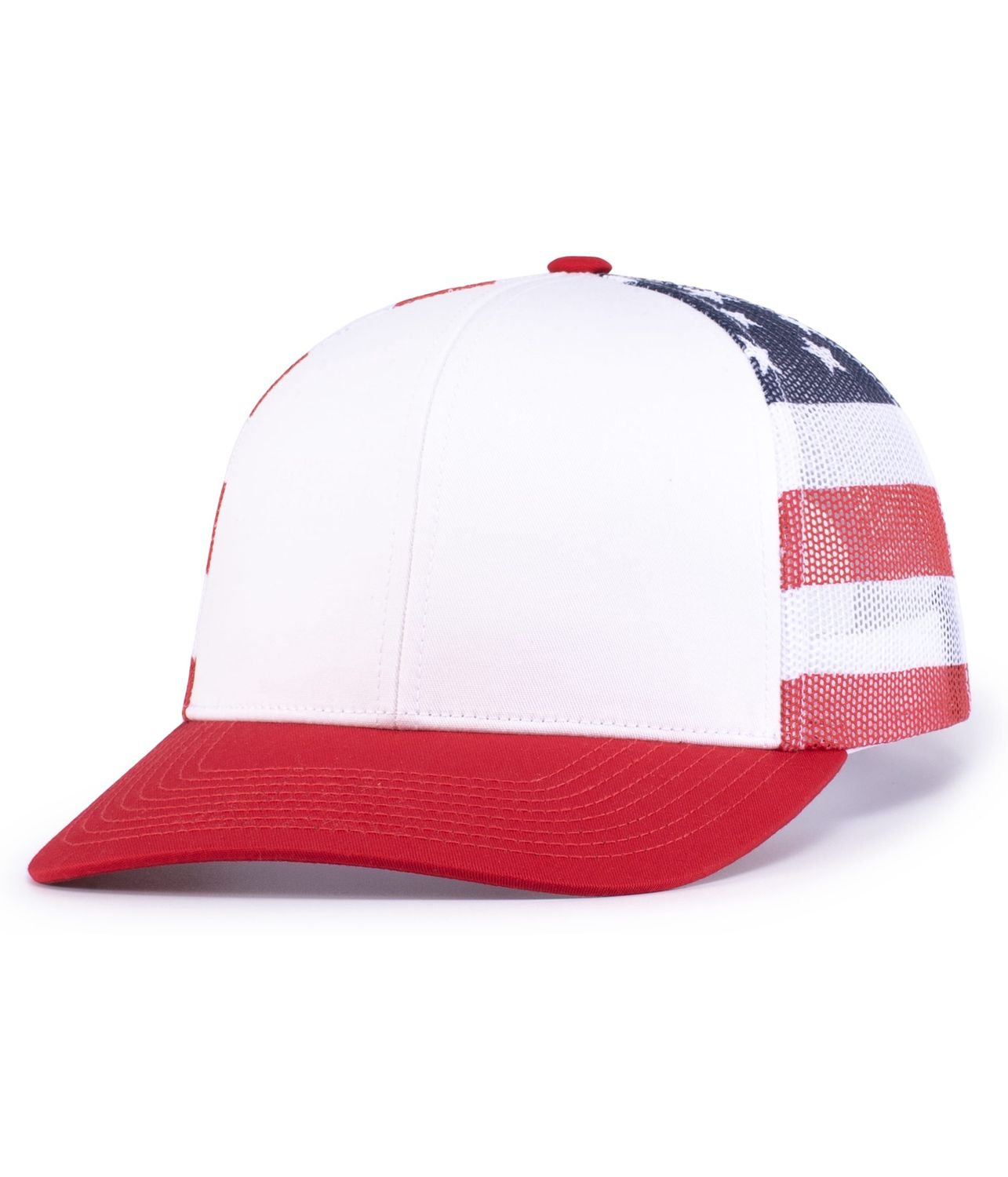 104P PRINTED TRUCKER CAP, Colour: WHITE/USA/RED, Size: OSFM