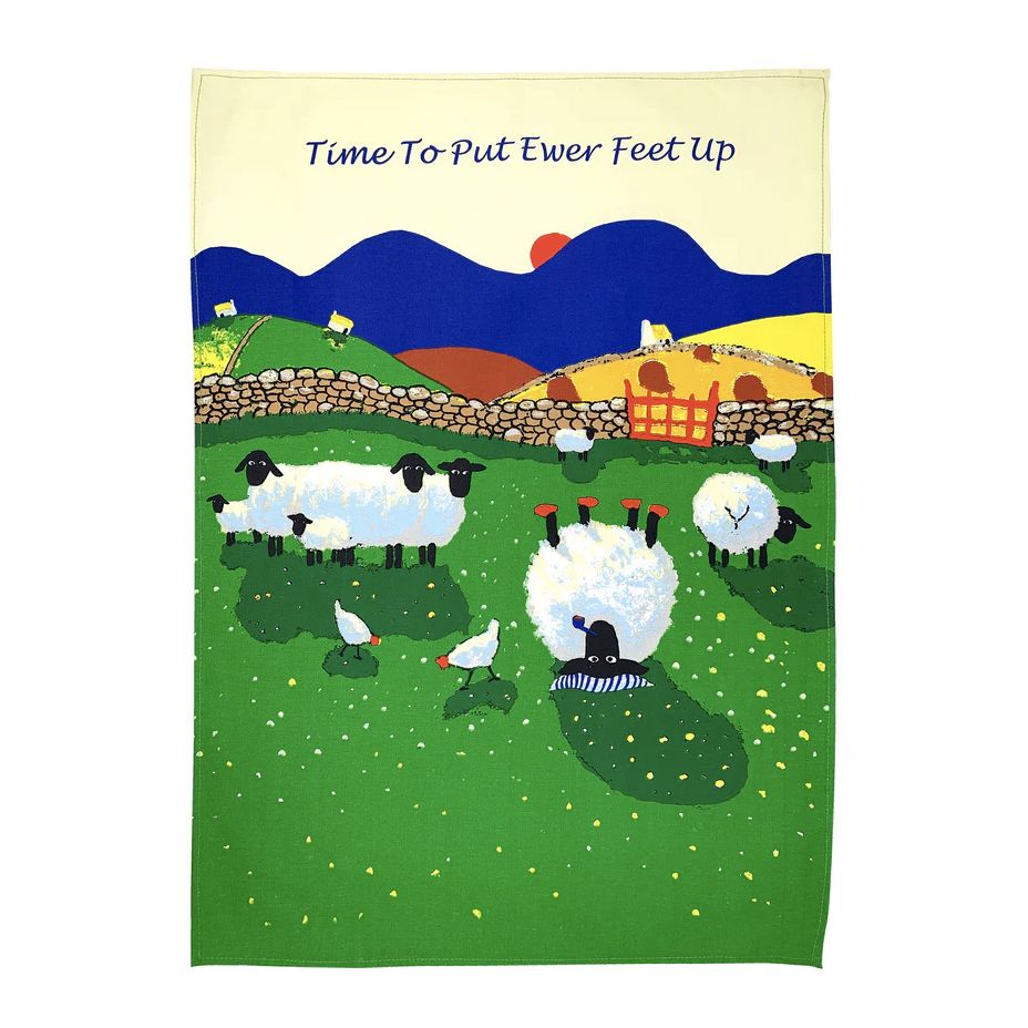 Thomas Joseph Tea Towel, Design & Pattern: Time to put Ewer feet up