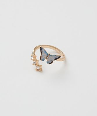 Fable Enamel Blue Butterfly Ring