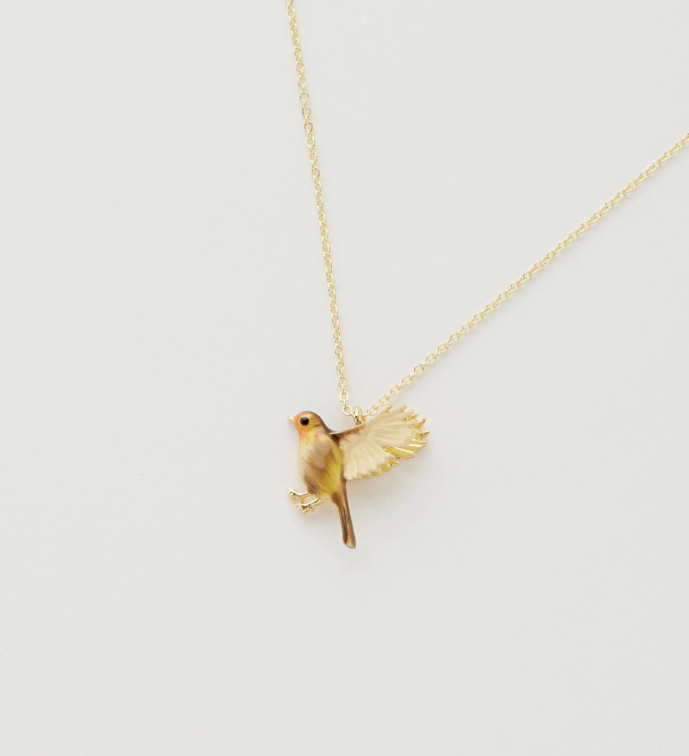 Fable Enamel Flying Robin Necklace