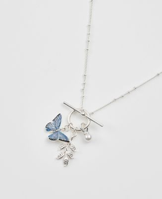 Fable Blue Butterfly Silver Necklace