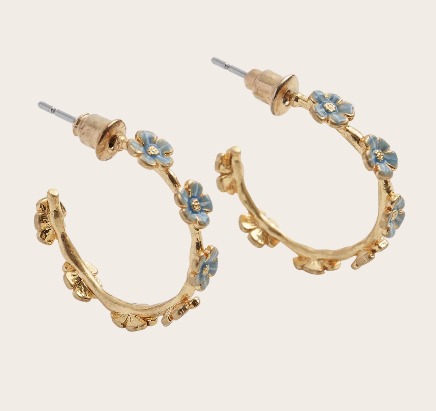 Forget-Me-Not Stud Hoop Earrings
