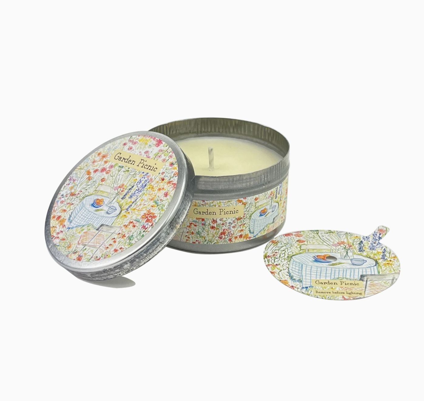100ml Tin & Dust Cover Candle-Garden Picnic (Lime‚ Basil & Mandarin) 100ml Tin & Dust Cover Candle-Garden Picnic (Lime‚ Basil & Mandarin)