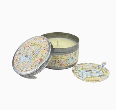 100ml Tin & Dust Cover Candle-Garden Picnic (Lime‚ Basil & Mandarin)