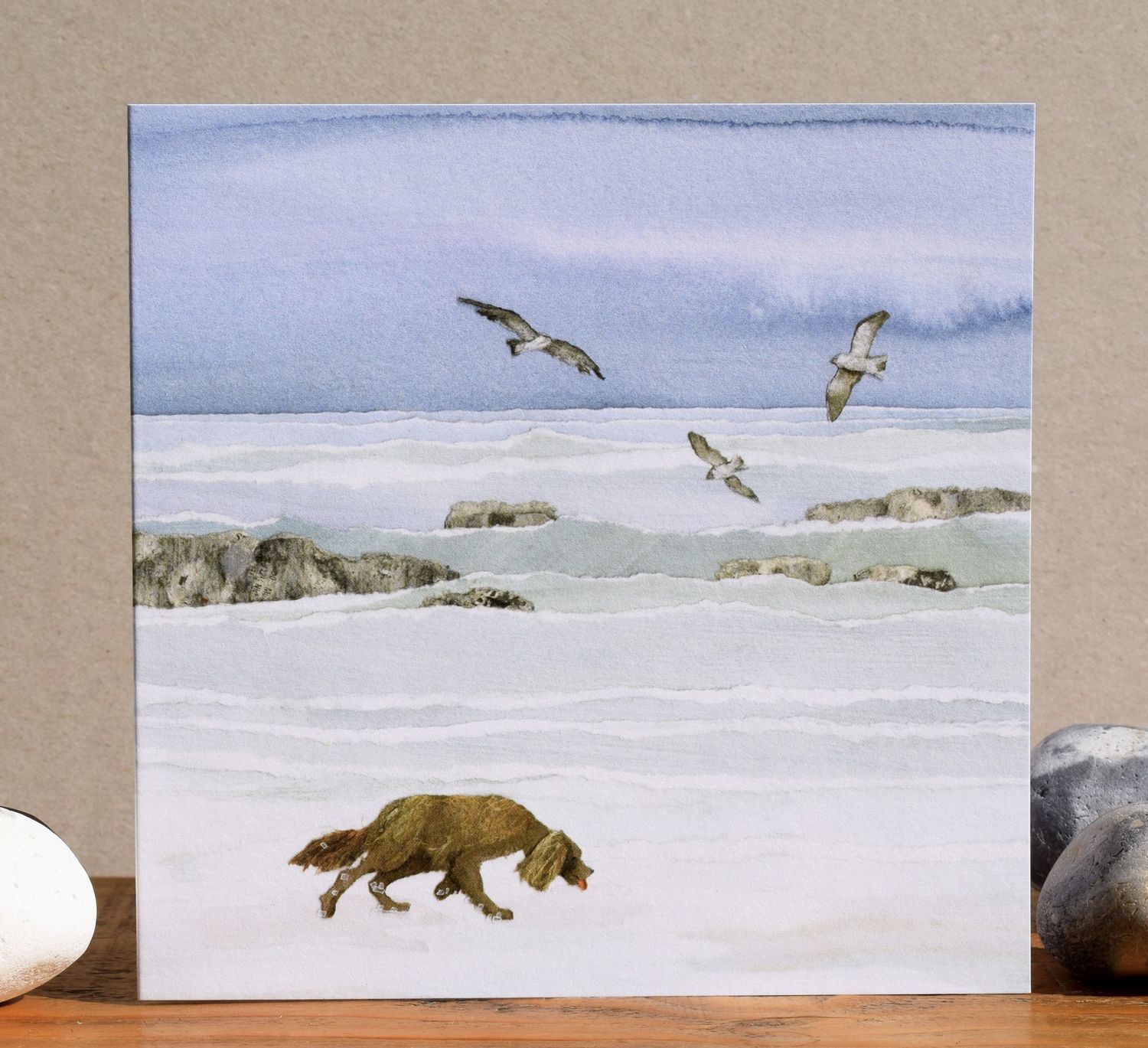 British Life Collection Greeting Card, Design & Pattern: Dog and Seagulls