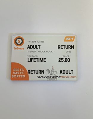 Knock Nook Produced Magnet - Glasgow Subway Ticket