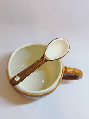Ceramic Coconut Mug & Spoon Set