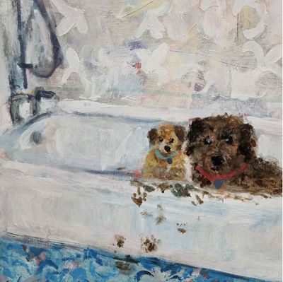 Dog, Cat and Flower Collection Greeting Card