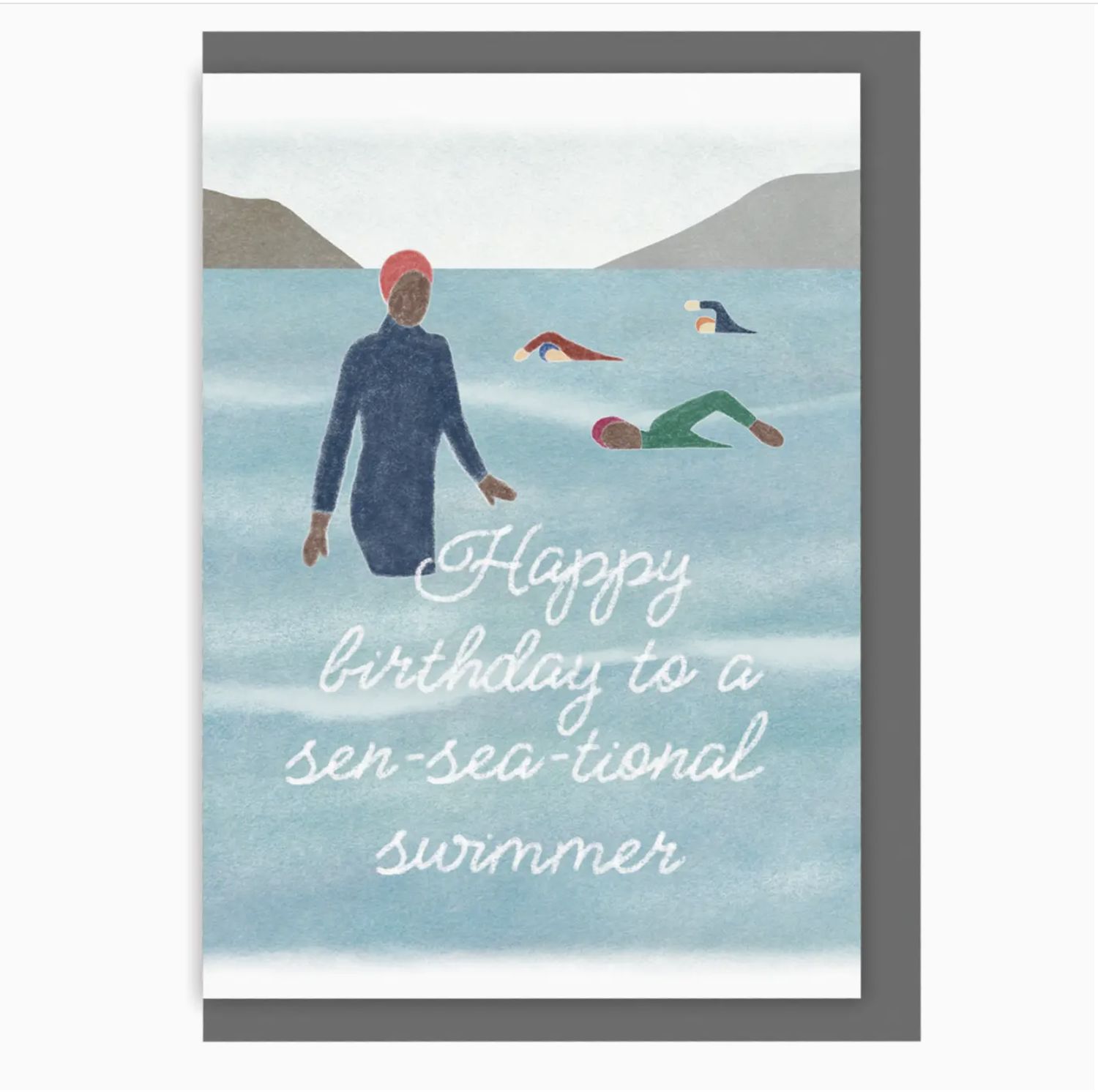 Outdoor Sport Collection Greeting Card, Design & Pattern: Wild Swimming Birthday Card - Sen-Sea-Tional Swimmer
