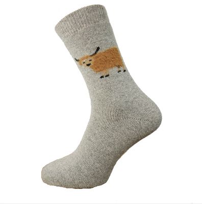 GEMJAR Light grey wool socks with fluffy cow