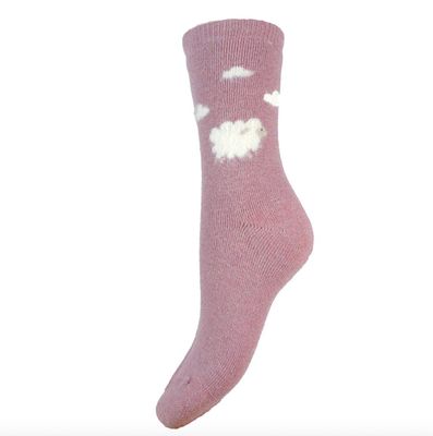 GEMJAR PINK FLUFFY SHEEP AND CLOUDS WOOL BLEND SOCKS