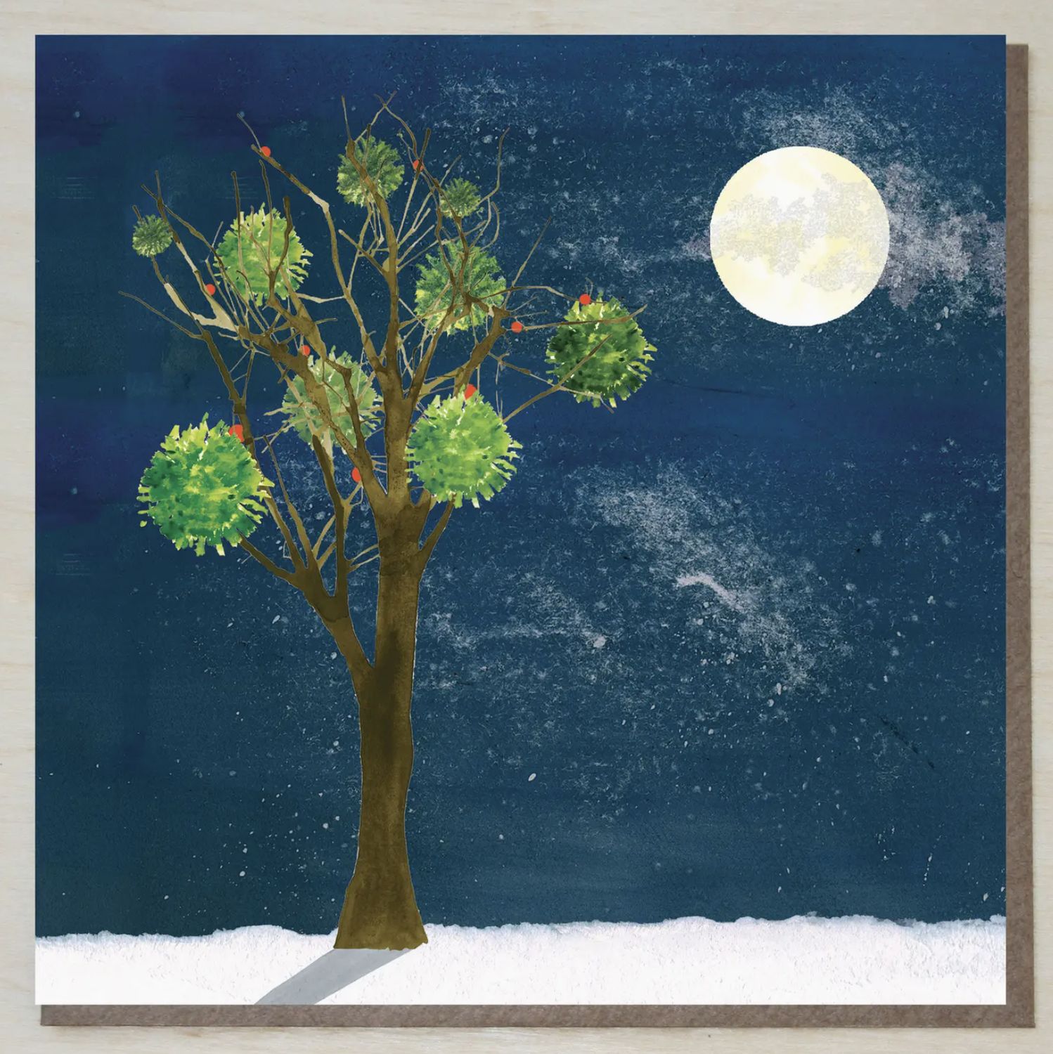 Mistletoe Tree Card (Winter, Chritmas Card)