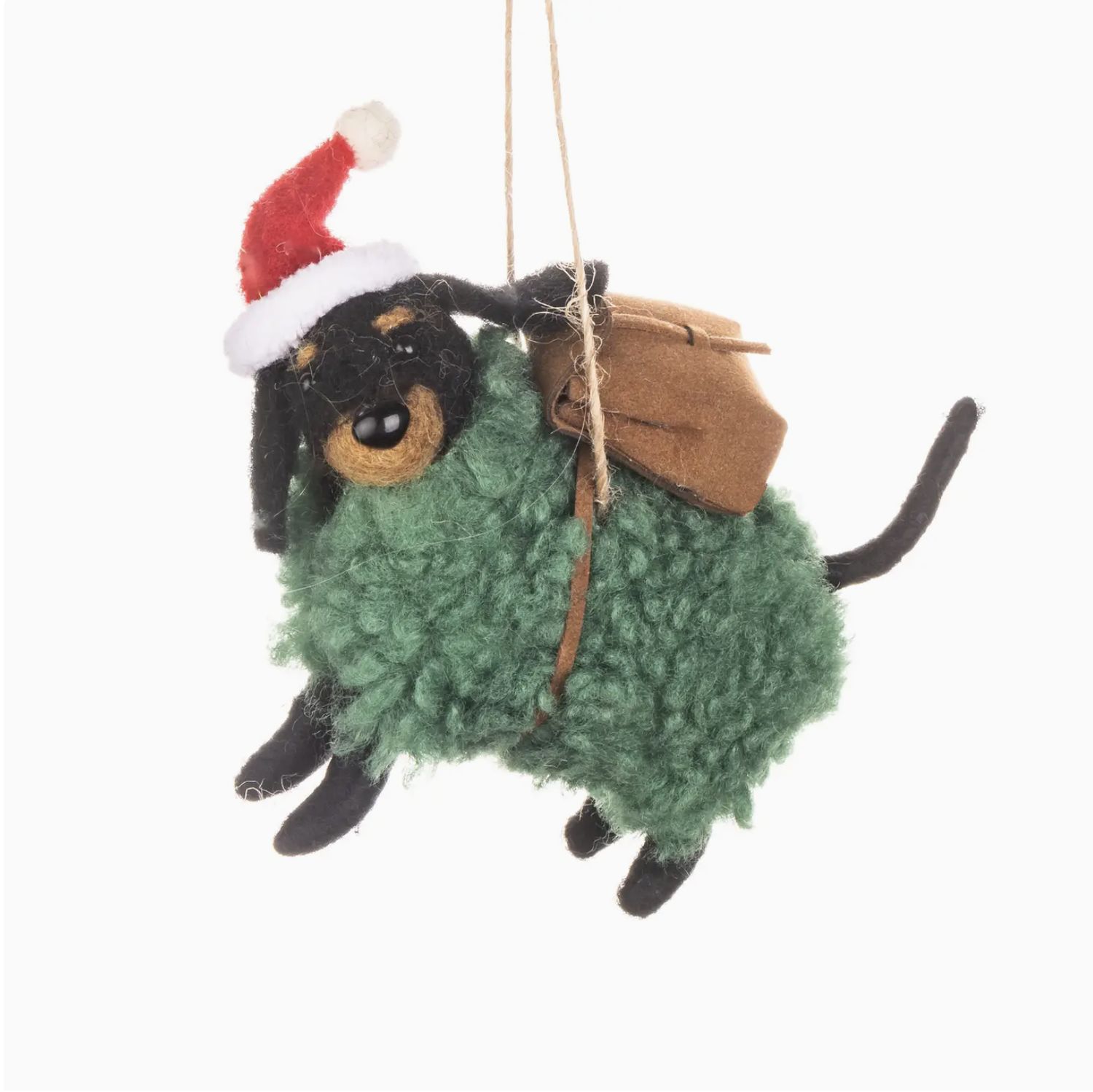 Dog in Green Woolly Coat Ornament