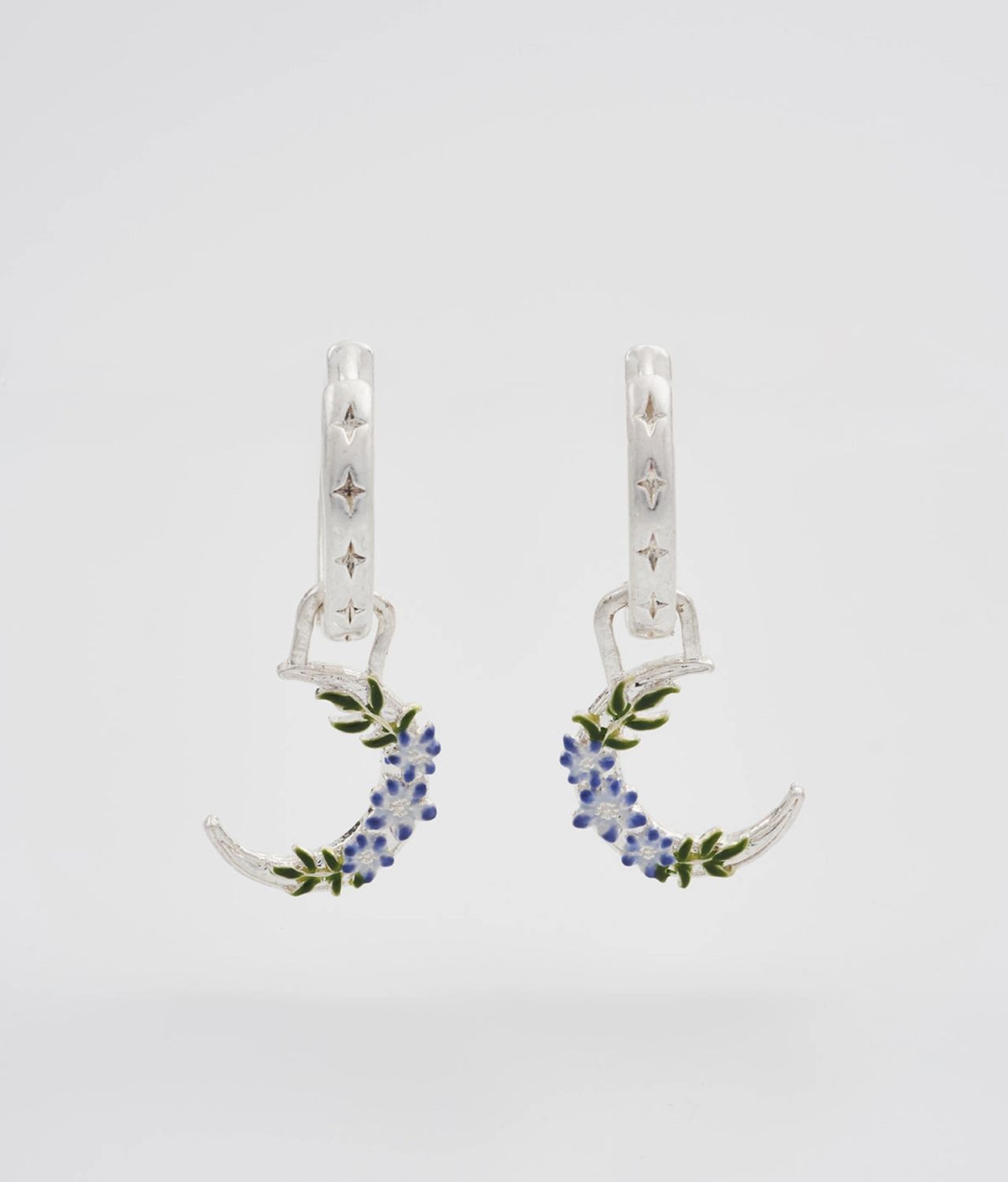 Fable Nightshade Moon Silver Huggie Earrings