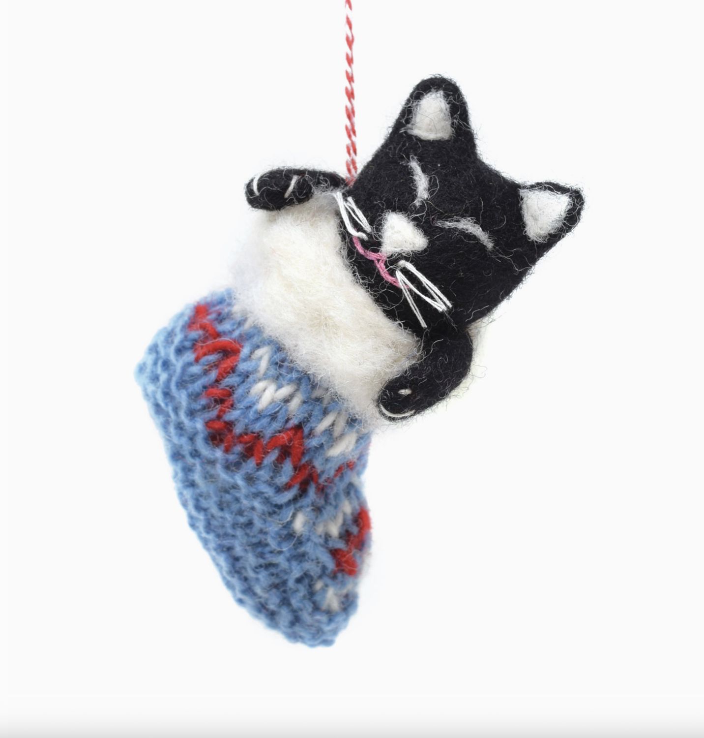 Felt Decoration - Cat in Stocking Christmas Decoration, Colour: Black Cat
