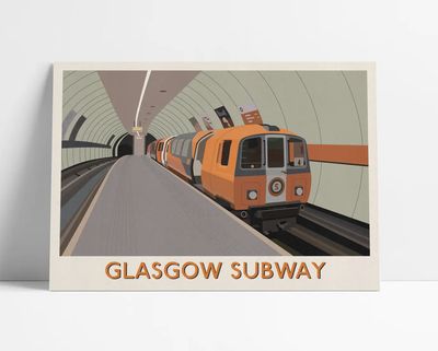 Illustrated print of Glasgow - A4 Size