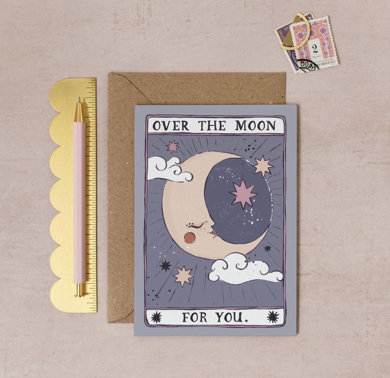 Over the Moon Card | Congratulations Card | Well Done Cards