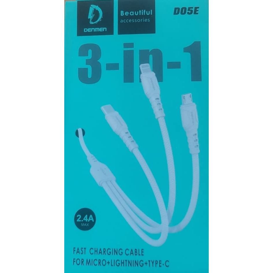 DENMEN 3IN1 FAST CHARGE CABLE D05E -WHITE