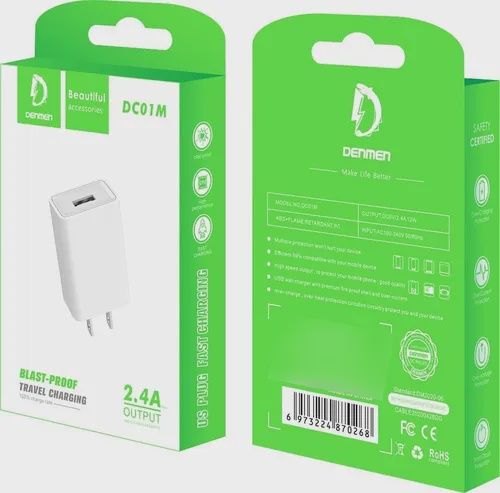 DENMEN BLASTPROOF 2.4A CHARGING HEAD DC01M -WHITE