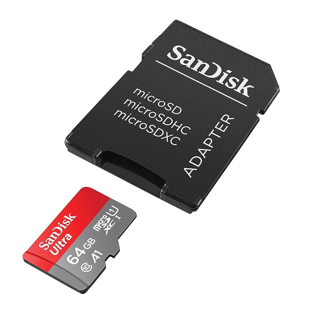 SANDISK 64GB MICROSD MEMORY CARD WITH ADAPTER