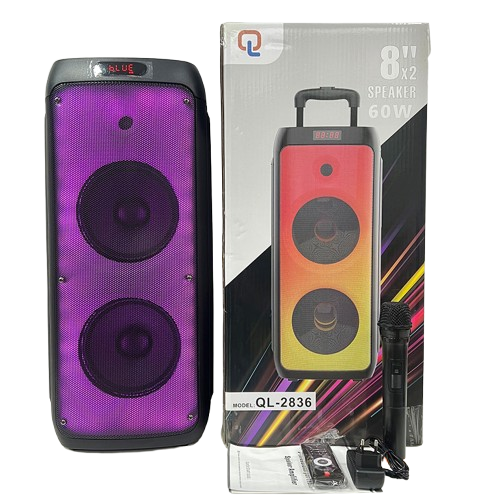 SPK:QL-2836 8IN BLUETOOTH SPEAKER W/ LED LIGHT
