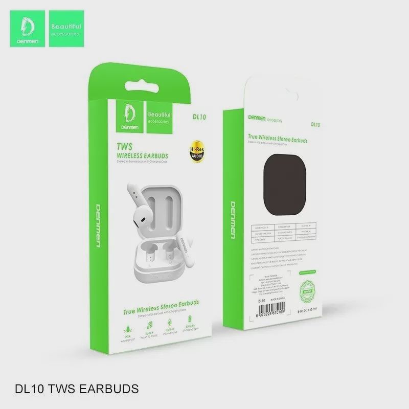 DENMEN - DL10 TWS WIRELESS EARBUD - BLK/WHT