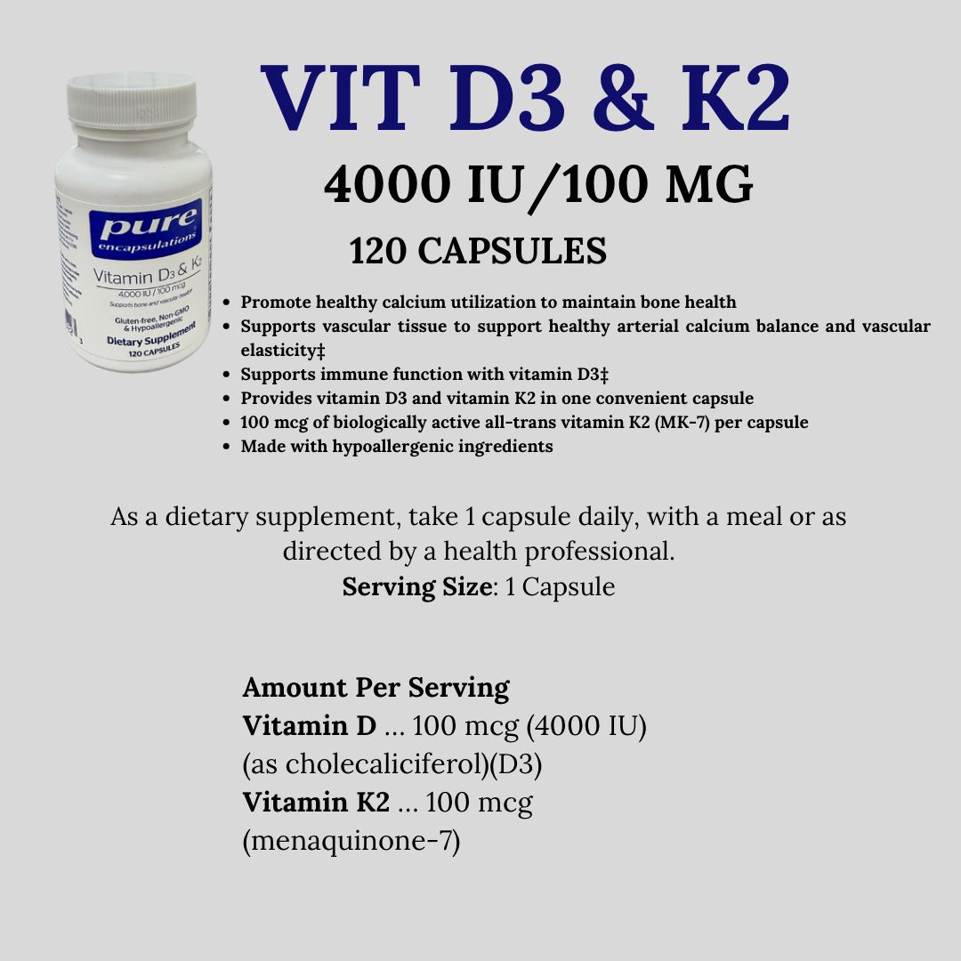 PURE ENCAPSULATIONS VITAMIN D3 & K2 (4000 IU / 100 MCG)