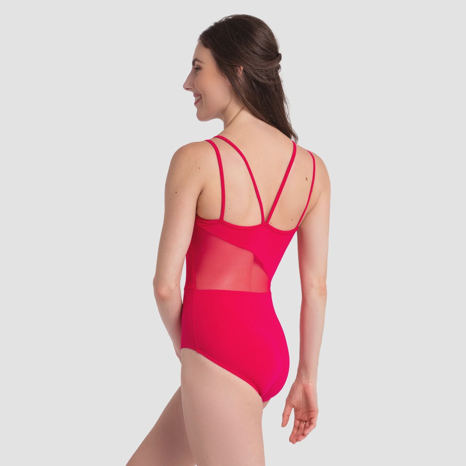 CAMI DBL STRP LEOTARD w/MESH TP51 - ADULT