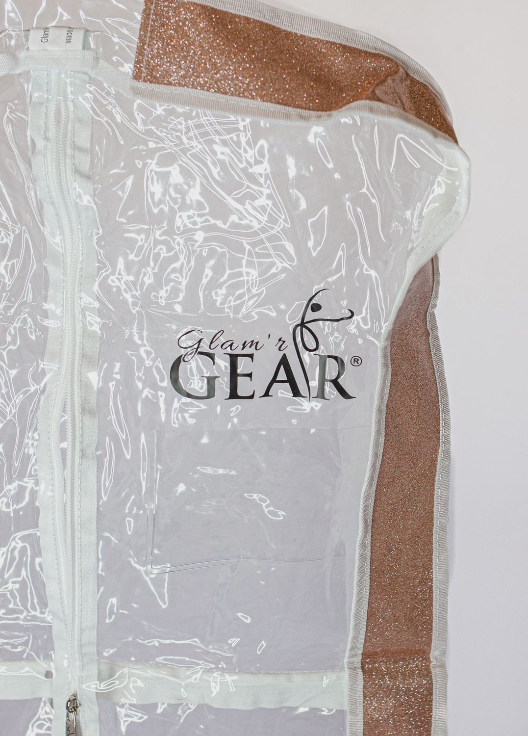 Garment Bag - Long, Color: Rose Gold sparkle, Style: Clear w/gusset