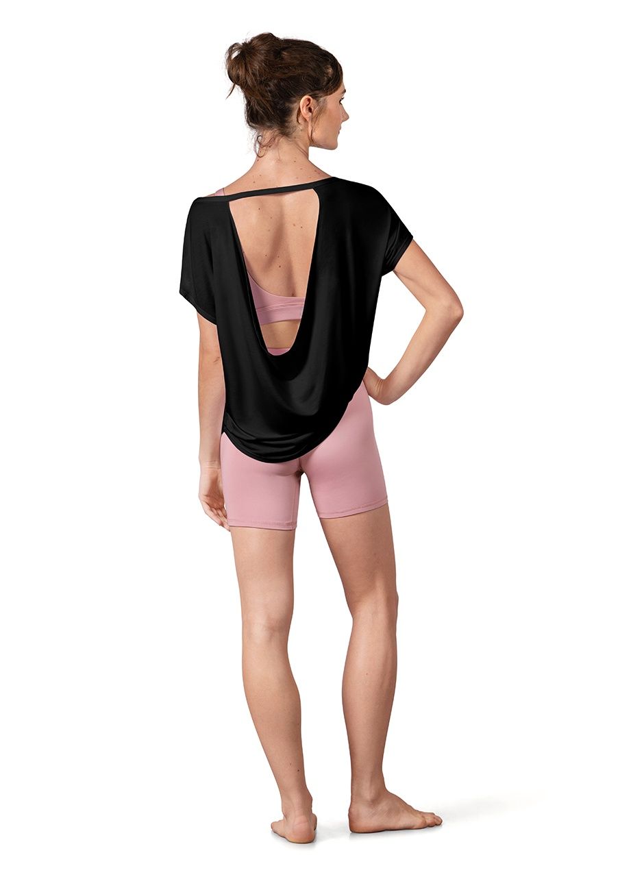 OPEN BACK T-SHIRT Z30023, Color: BLK, Size: SA
