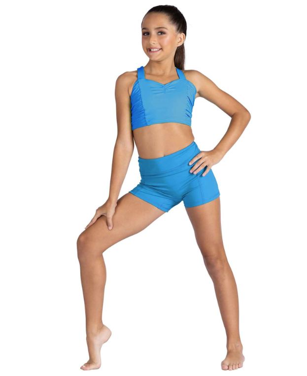 LEIGHTON GIRLS CINCHED HALTER TOP 26304C, Color: CARIBBEAN POP, Size: 4-6
