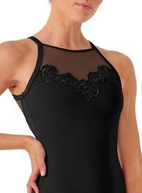HIGH NECK FLORAL LEO L40017, Color: BLK, Size: P