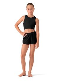 HIGH NECKLINE CROP TOP CZ40053, Color: BLK, Size: 6