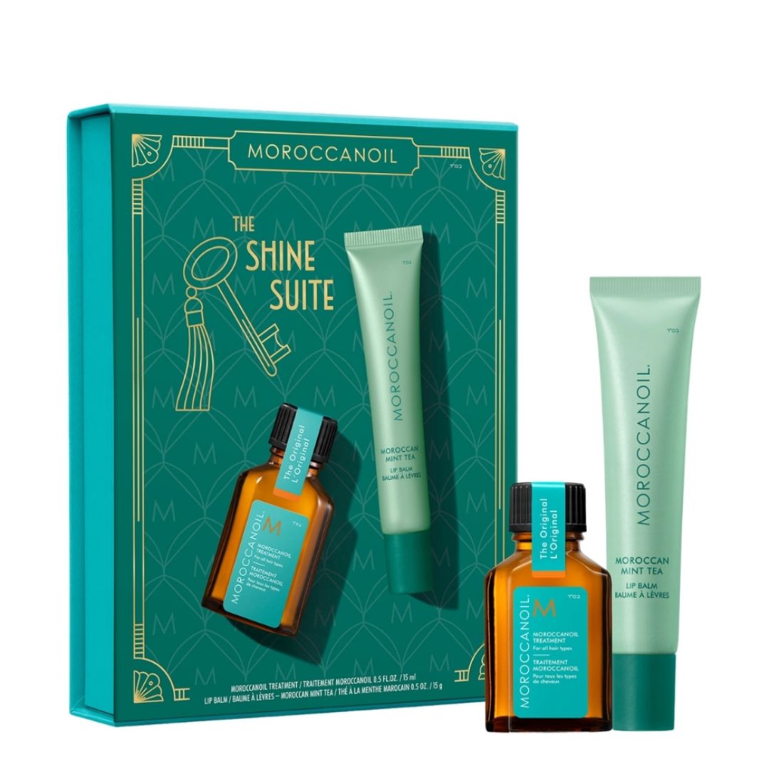 Ensemble Baume à Lèvres / Menthe / The Shine Suite / Moroccanoil