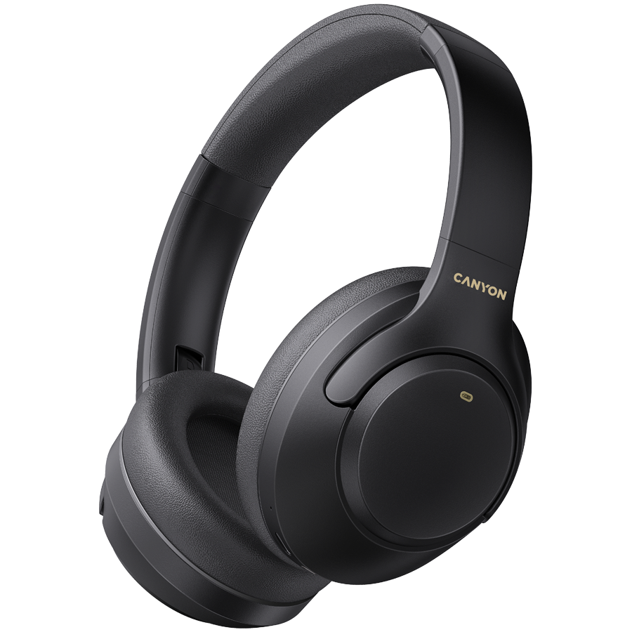 CANYON  | On-Riff 6 Wireless Bluetooth Headset – ANC, 40mm Drivers, 300mAh Battery, 25h Playtime (Black) Headset